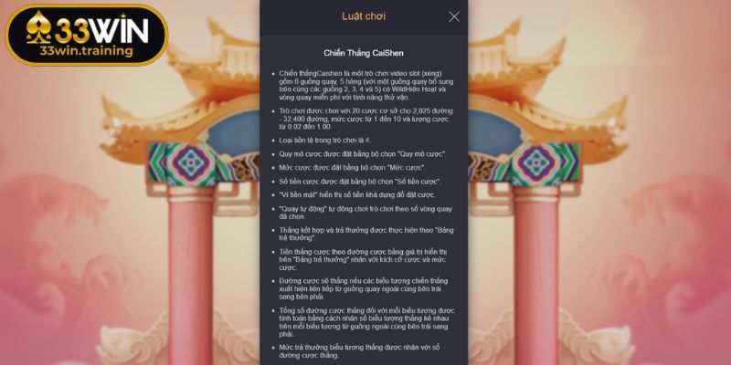 Chiến Thắng CaiShen 33WIN – Quay Hũ Cực Cuốn Nhận Thưởng Lớn 2 Khái quát quy luật trong trò Chiến Thắng CaiShe