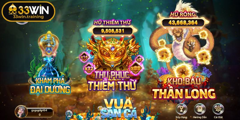 Jackpot Vua Đại Dương 33WIN - Săn Cá Hấp Dẫn Nhận Thưởng Lớn 2 Thiết kế giao diện Jackpot Vua Đại Dương thân thiện